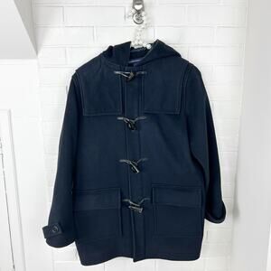 Lands’ End Navy 100% Wool Toggle Coat Size M 10-12